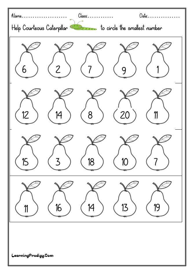 Circle the Smallest number LearningProdigy Maths Maths Circle