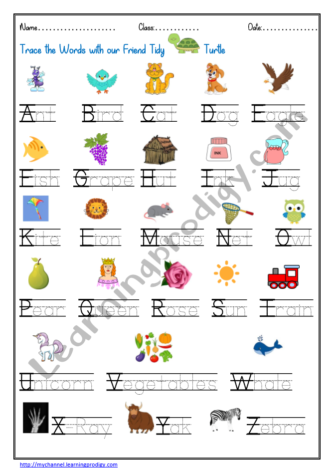 English Trace the Words LearningProdigy