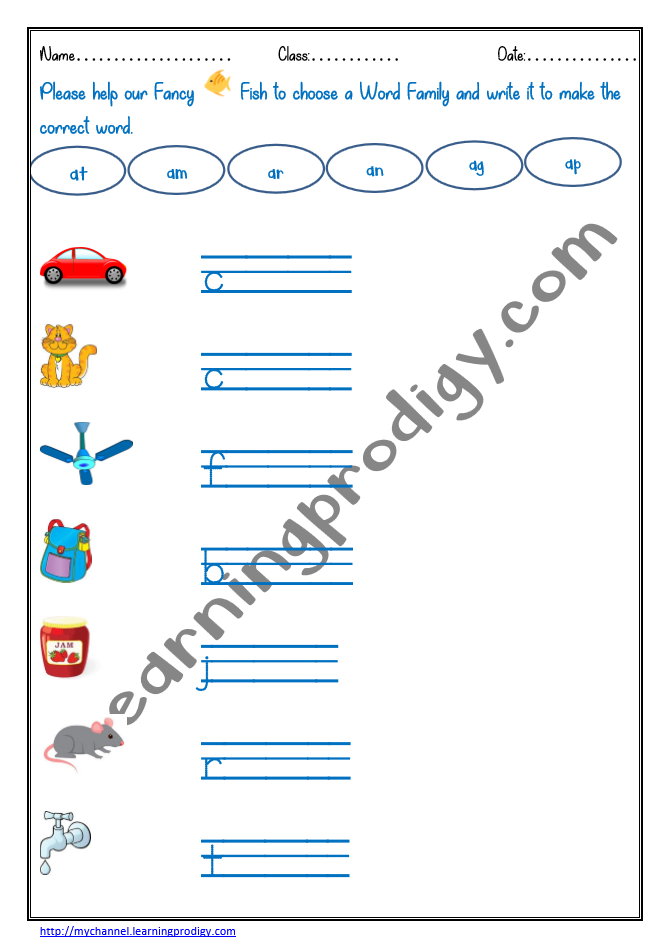 Blending Worksheet for Grade 1