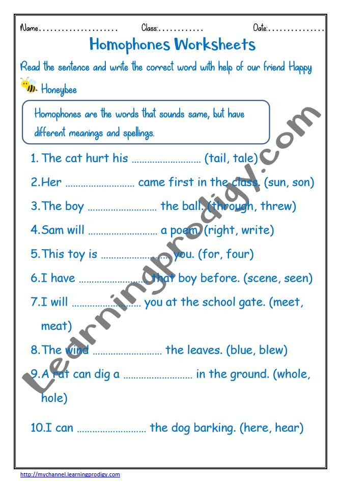 grade 1 english worksheet homophones 2 learningprodigy english english homophones english g1