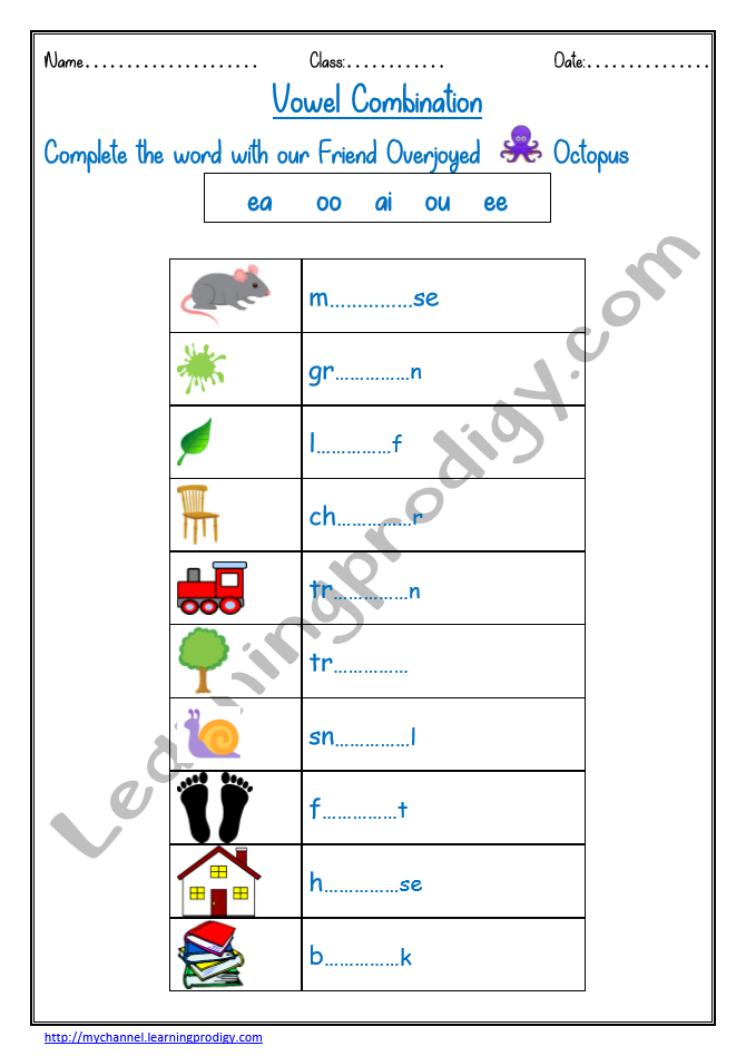 Printable English Worksheet For Grade 1 Learningprodigy English English Vowels Worksheets English G1