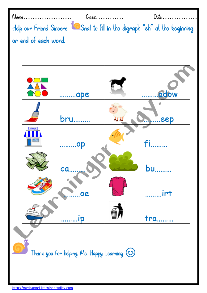 Digraph Consonants|English Worksheet for Preschoolers