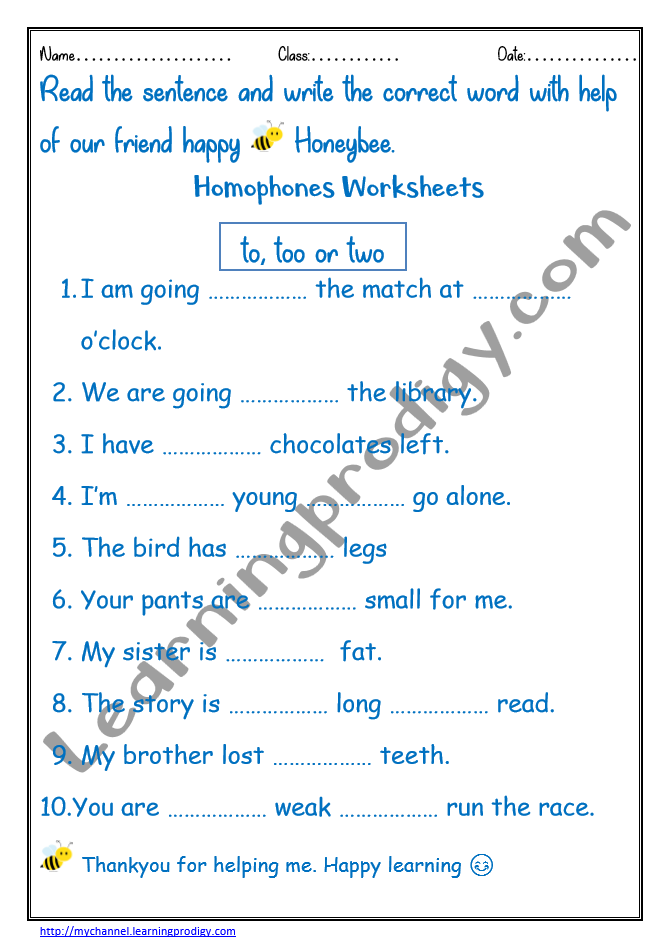 english homophones worksheet to too two for grade one learningprodigy english english homophones english g1