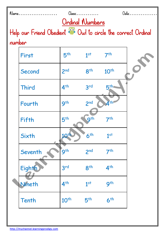 ordinal number worksheet for grade 1 class learningprodigy maths maths ordinal numbers maths g1