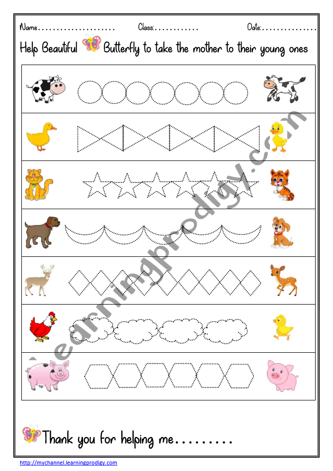 Lines|Shapes|Pattern Tracing Worksheet