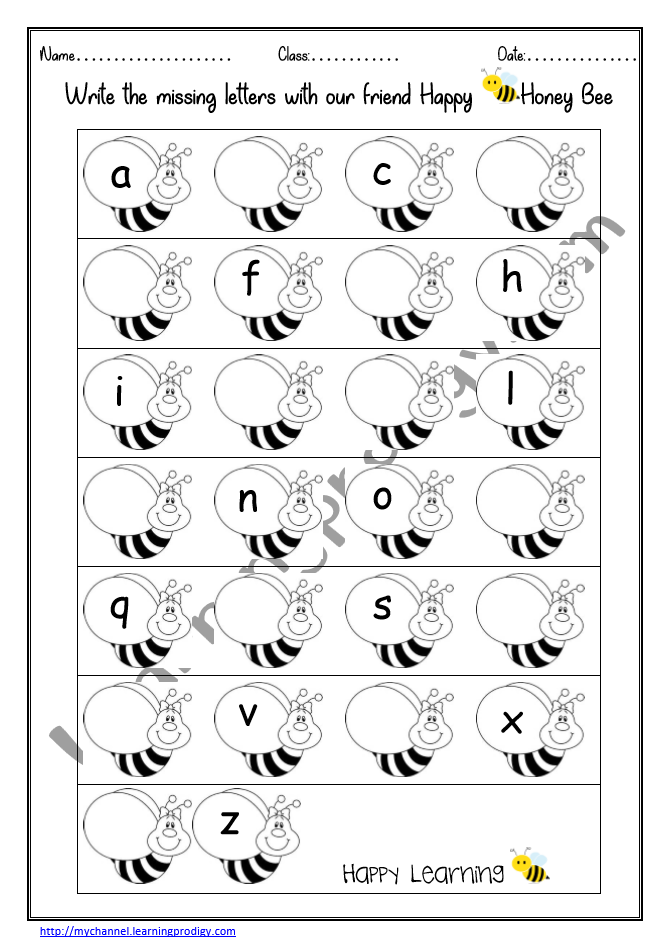 English Worksheet Abc Missing Letters