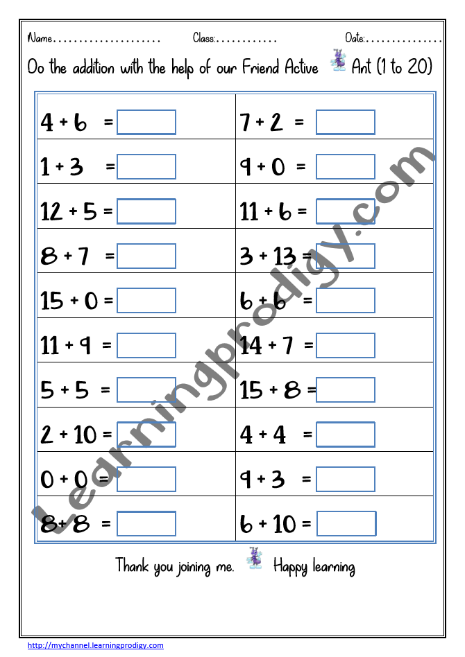 Additions worksheets for kids Archives | LearningProdigy