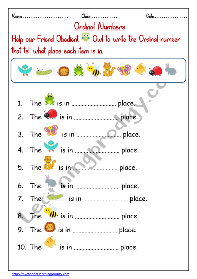 ordinal numbers worksheets archives learningprodigy