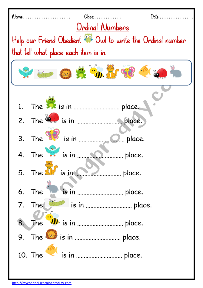 Ordinal Numbers Worksheets Archives LearningProdigy