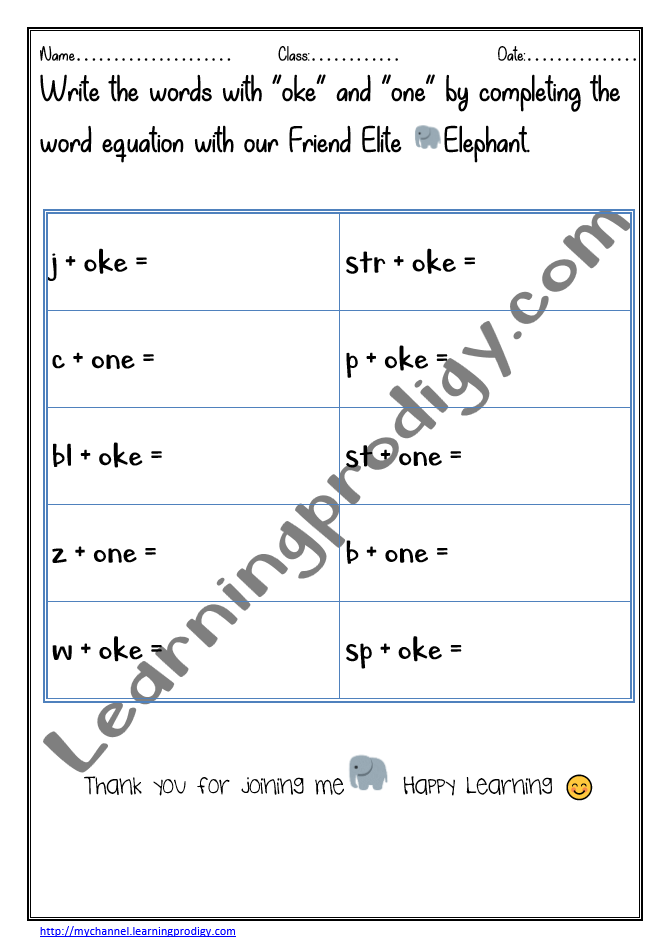 Word Equation English Worksheet