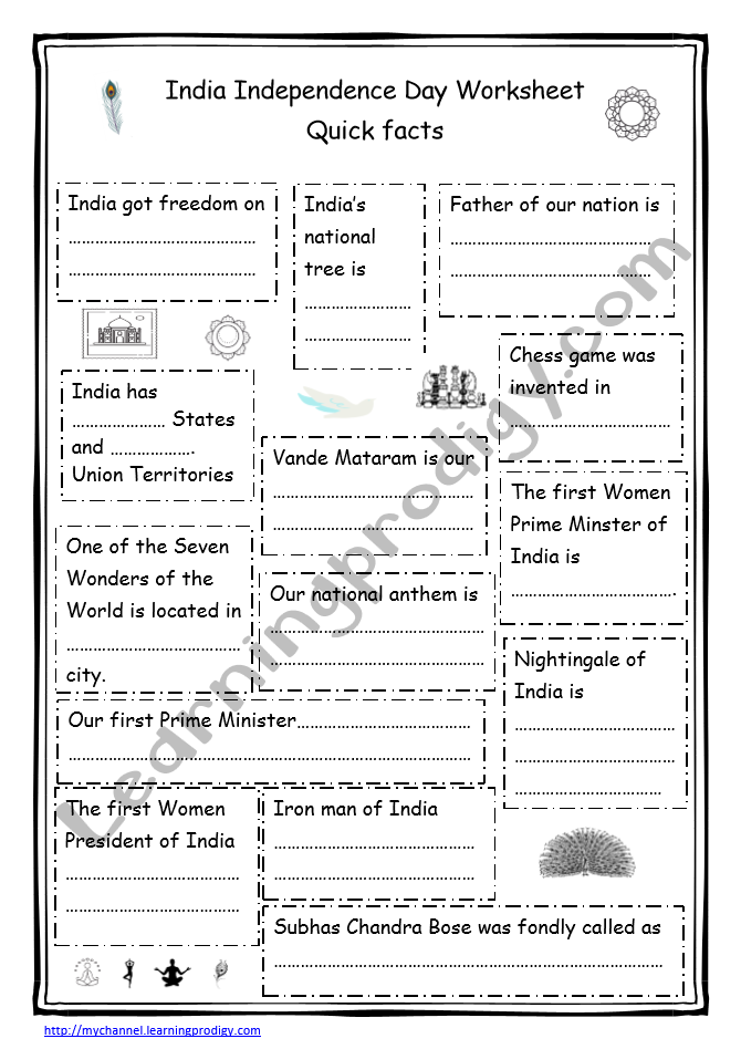 Independence Day Worksheet Pdf Happy Independence Day India
