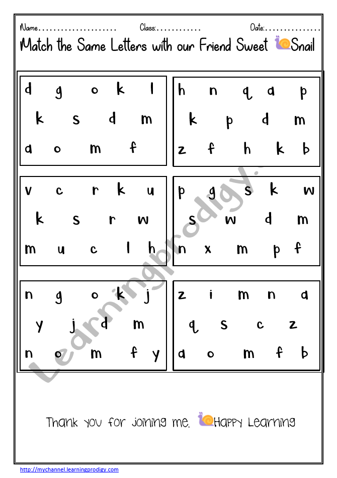 Alphabets Worksheet | Match the same letters | Preschool English