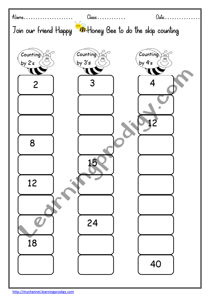 Math Skip Counting Worksheet |Multiplication Worksheet|Math Tables for Grade One
