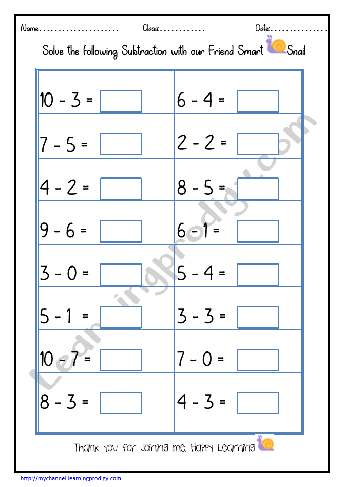 Kindergarten Subtraction Worksheet | Free Download Math Worksheet for