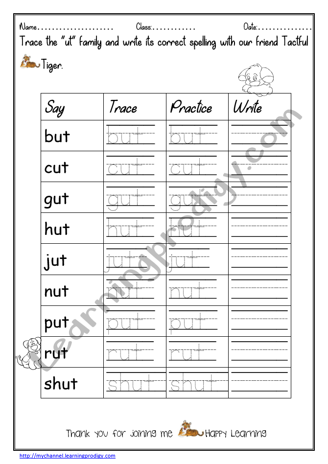 UT Word Family-Words Tracing