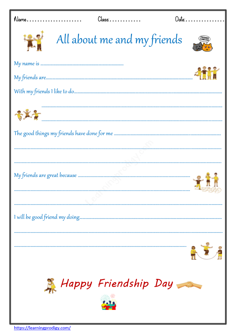 Free International Friendship Worksheets for Students|PDF Friendship ...