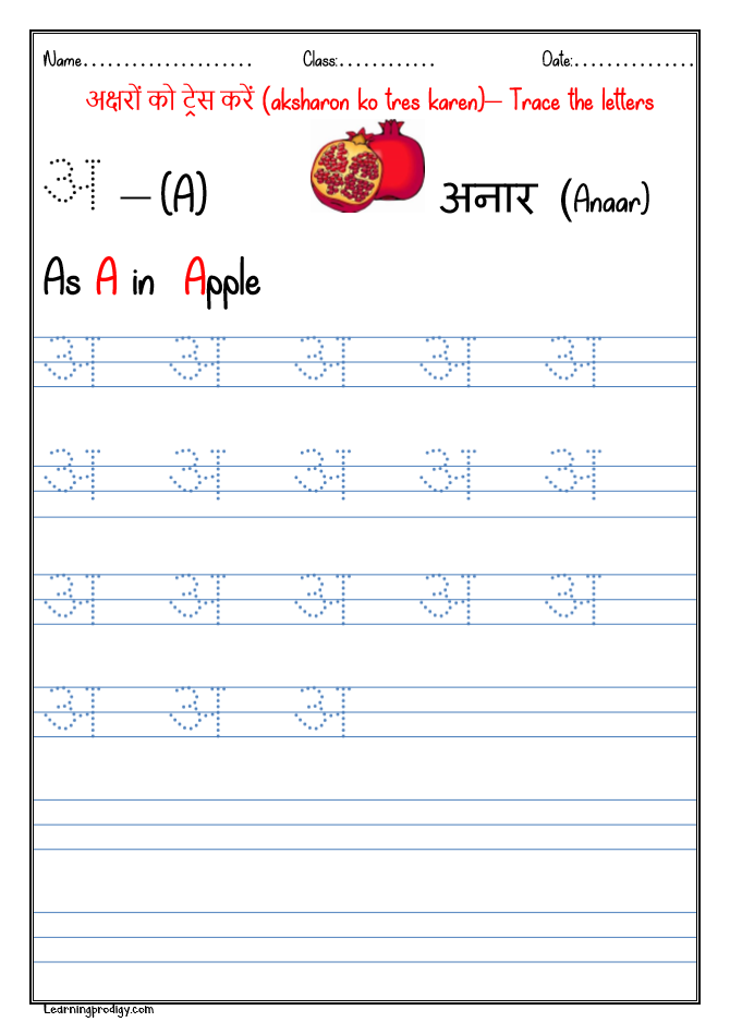 Hindi Alphabet Tracing With Pictures Hindi Varnmala Tracing 